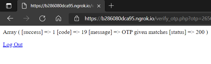 Success message MFA set up with Verify 2FA and Okta for PHP